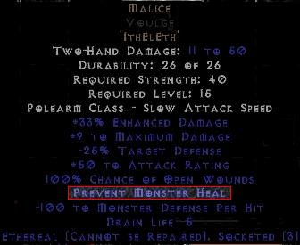 Vlastnosti – Prevent Monster Heal (PMH) – Diablo 2